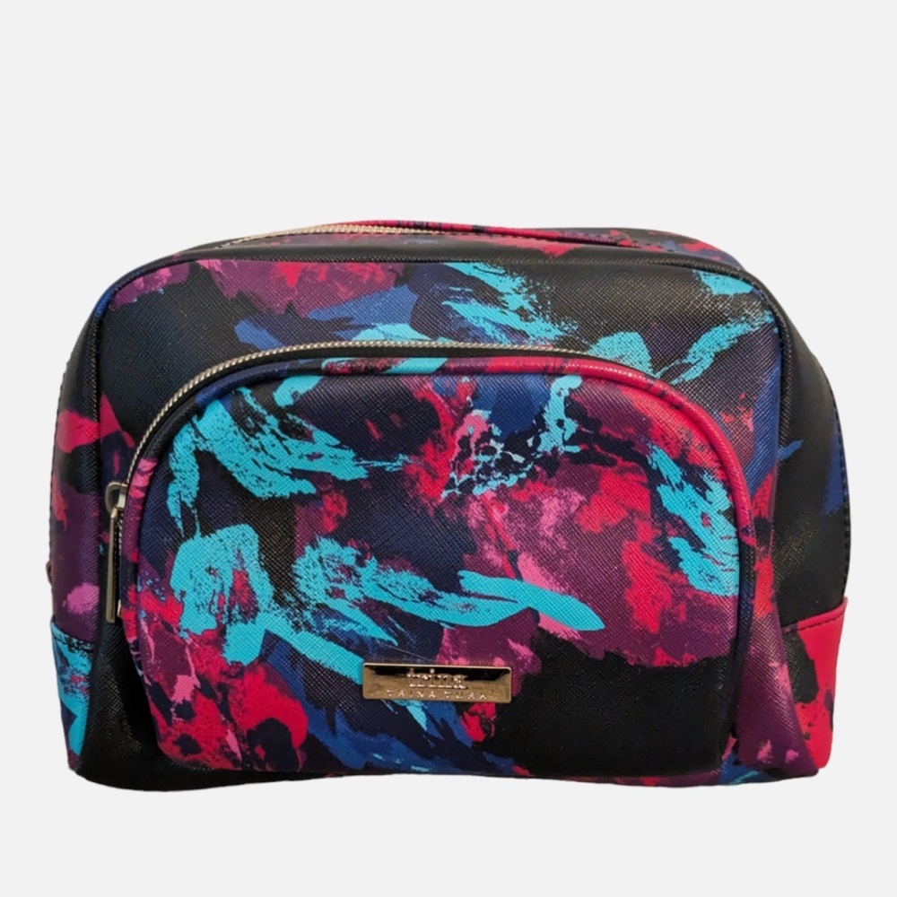 TRINA TURK ~ Multi-Color Printed Cosmetics Makeup Travel Bag